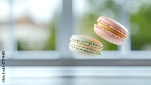 Delicate Macarons in Air: A Sweet Dance of Flavor and Joyful Moments Await
