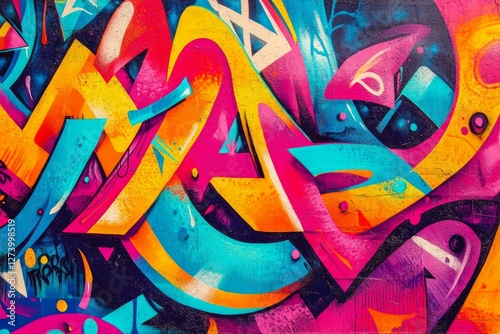 Wallpaper Mural Vibrant abstract street art on brick wall. Neural network AI generated Torontodigital.ca