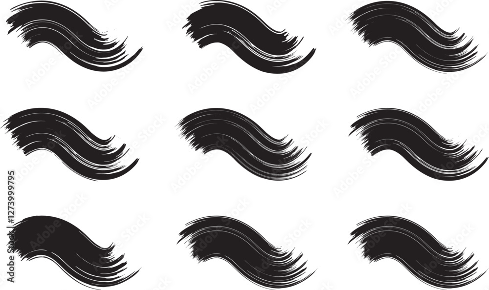 Fototapeta premium Black brush strock set