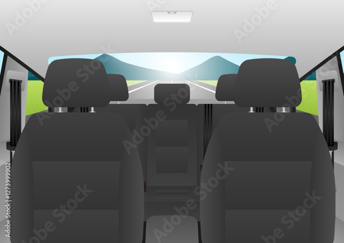 Black Car Seat. Car Interior. Vector Illustration. 