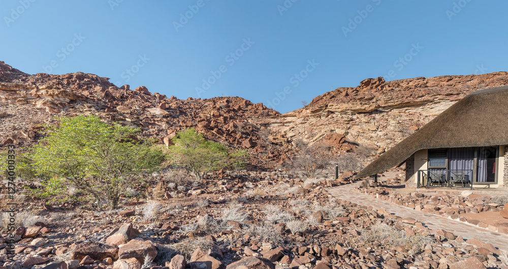 rocks on slope of sandstone hills, at lodge near Twyfelfontein, Namibia