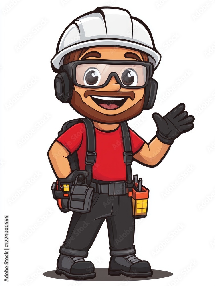 Fototapeta premium Happy Construction Worker Welcoming With Tools