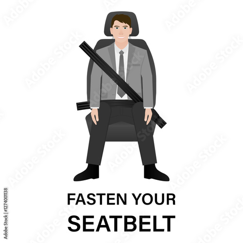 Man Fasten Seat Belt while Sitting in a Car. Safety First and Drive Safety Concept. 