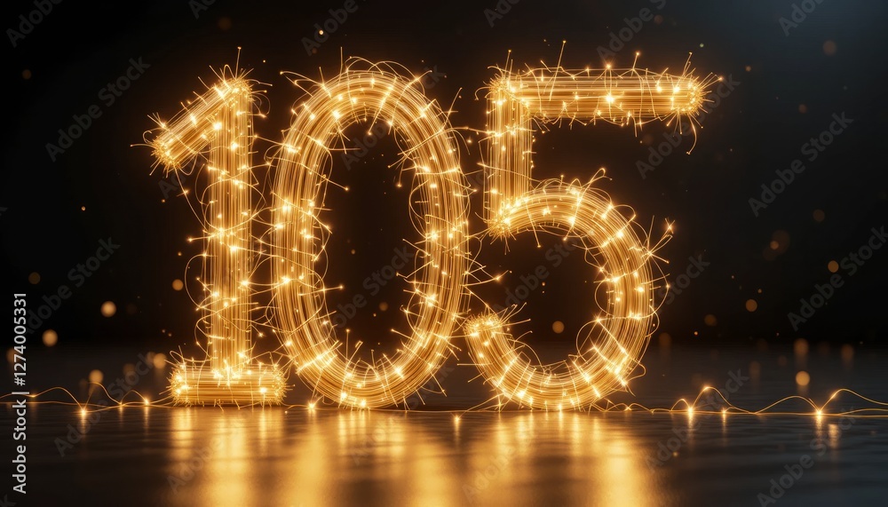 Sparkling Celebration: 105th Anniversary Glowing Number Lights Festive Design Sparkling Celebration: 105th Anniversary Glowing Number Lights Festive Design
