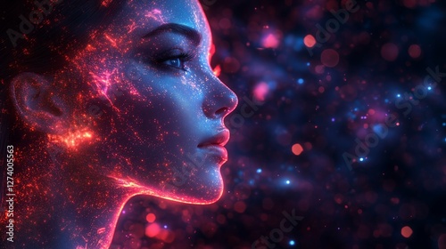Wallpaper Mural Neon Cosmic Beauty Portrait of a Woman Torontodigital.ca