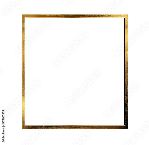 golden, thin square frame on a transparent background