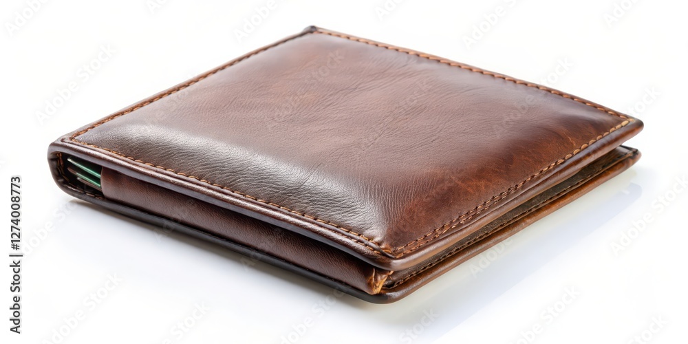 Brown Leather Wallet on White Background Brown Leather Wallet on White Background