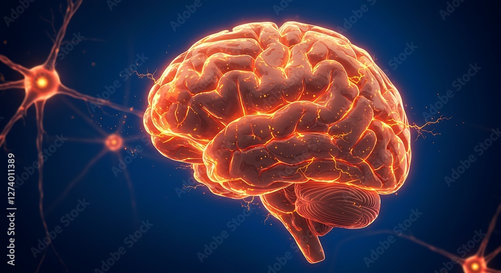 Fototapeta premium Brain Health Analysis Glowing Neural Activity in Digital Space