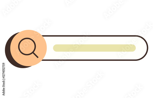 Horizontal search bar with magnifying glass on the left and input field for text. Ideal for search, website navigation, digital tools, user interface, technology, data access, flat color icon