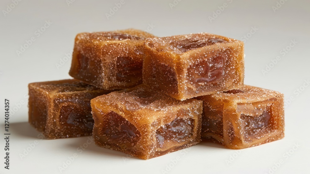 A stack of sugar-coated fruit jellies with a chewy texture. A stack of sugar-coated fruit jellies with a chewy texture.
