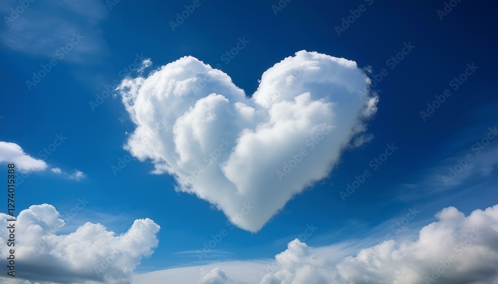 heart shaped cloud in the blue sky. Generated image heart shaped cloud in the blue sky. Generated image