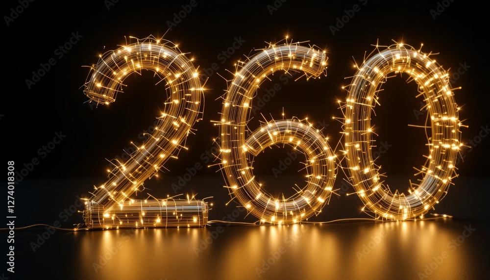 Glowing Number 260 Celebration Lights Festive Decoration Glowing Number 260 Celebration Lights Festive Decoration