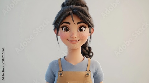 Wallpaper Mural Happy cartoon girl, studio portrait, neutral background, avatar use Torontodigital.ca