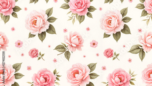 Wallpaper Mural Vintage rose bouquet pattern, elegant floral design Torontodigital.ca