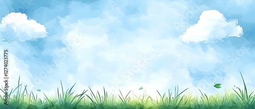 Sky, grass, clouds, nature, calm, background