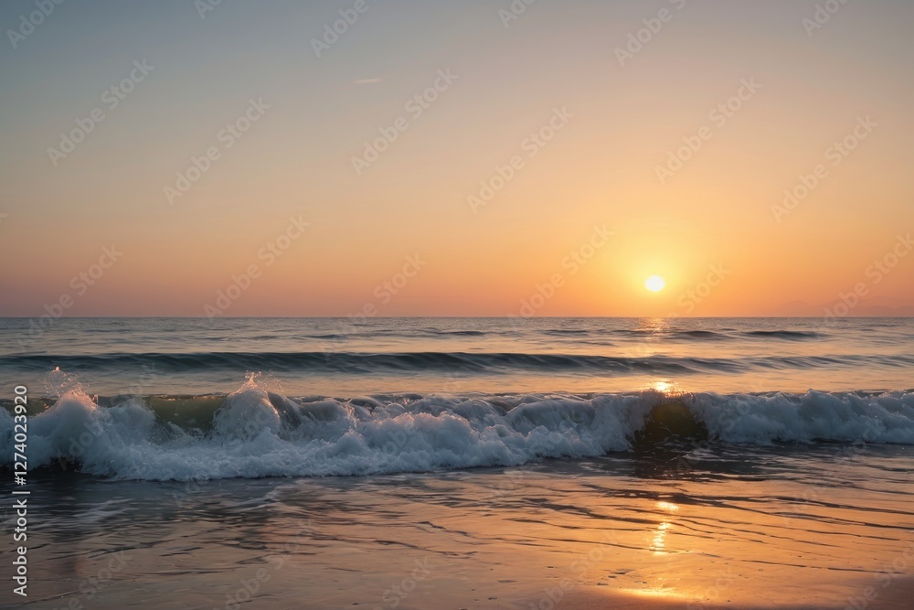 Fototapeta premium surfers are riding the waves at sunset on the beach
