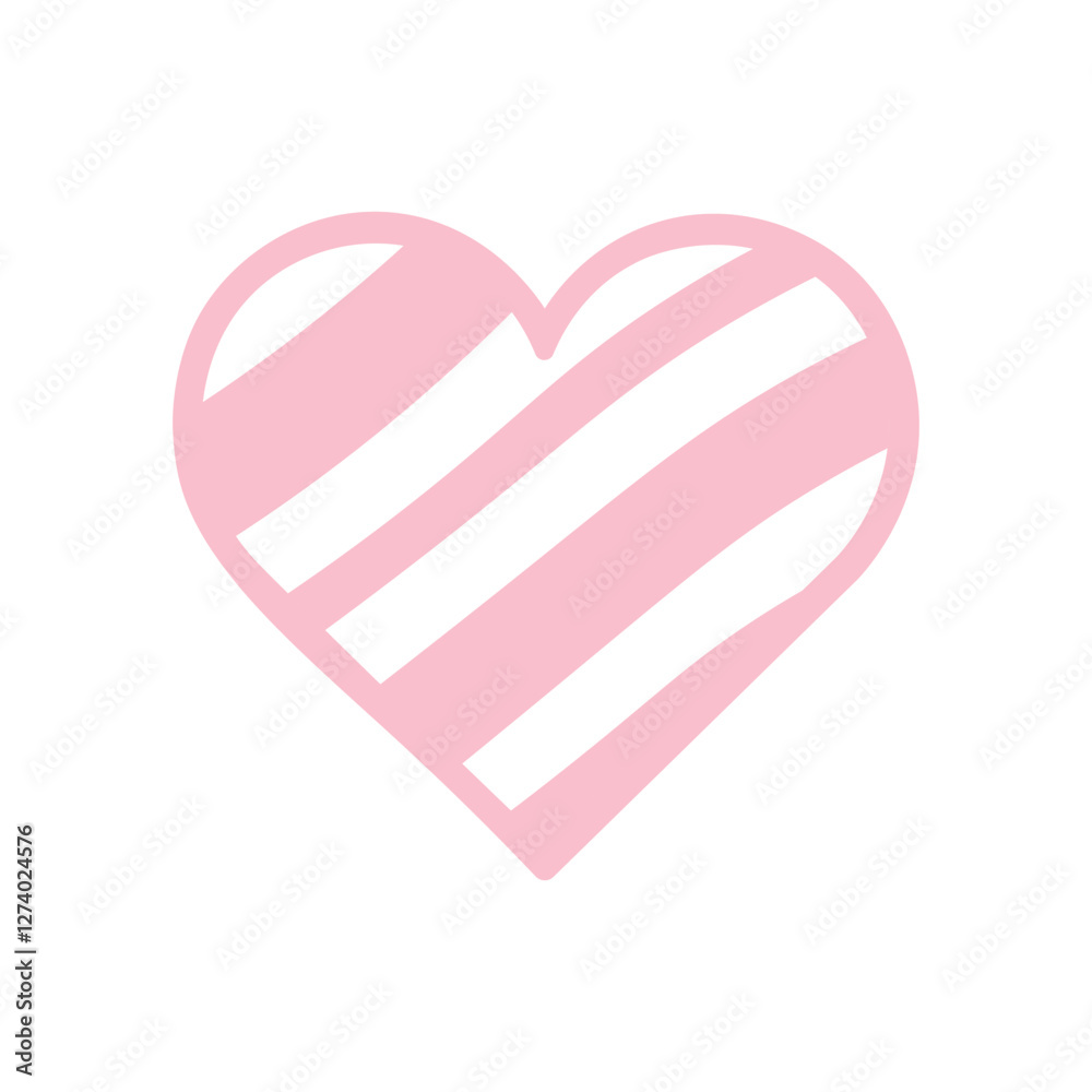 Light Pink Striped Heart Vector Icon on White Background Light Pink Striped Heart Vector Icon on White Background