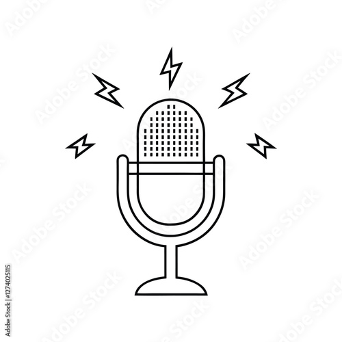 Minimalist Microphone Icon for Podcast and Audio Recording.