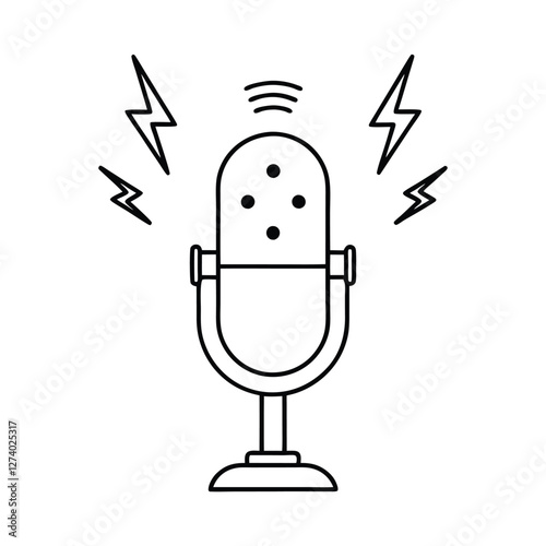 Minimalist Microphone Icon for Podcast and Audio Recording.