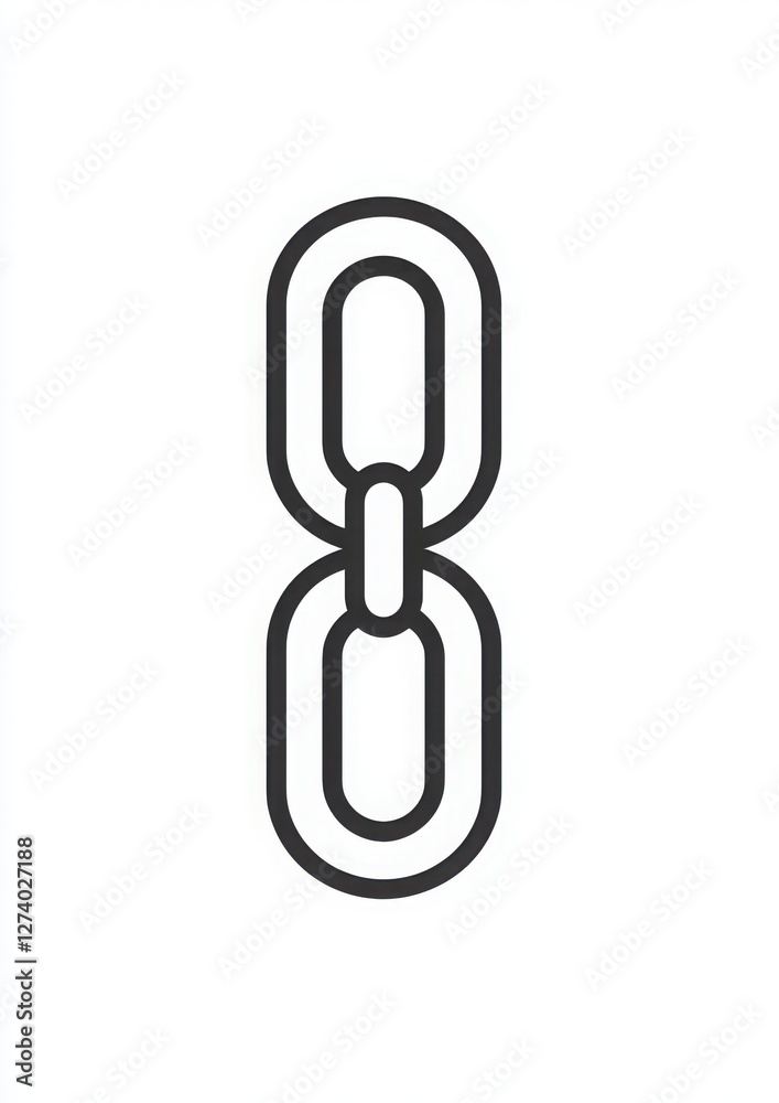 Black Chain Link on White Background - Minimalist Design Element Black Chain Link on White Background - Minimalist Design Element