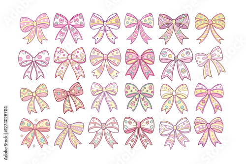 A Bundle of Cute Easter bow vector cartoon illustration Easter day