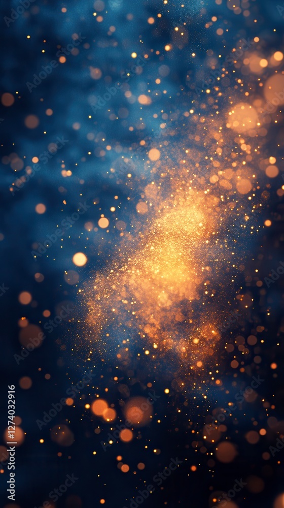 Fototapeta premium Industrial Abstract Blue Background With Fire Particles Floating in the Air Creating a Dynamic Effect. Generative AI