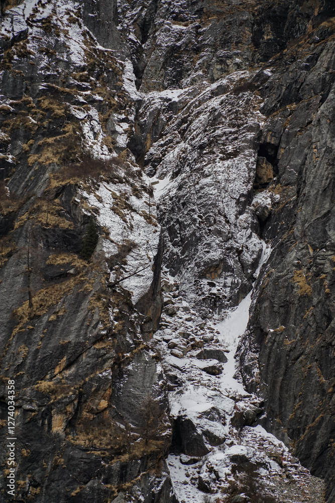 Obraz premium Rugged winter landscape features mountain range nature photography cold environment high angle serene beauty