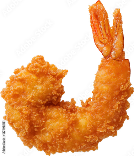 1 delicious fried shrimp, separated from a white background