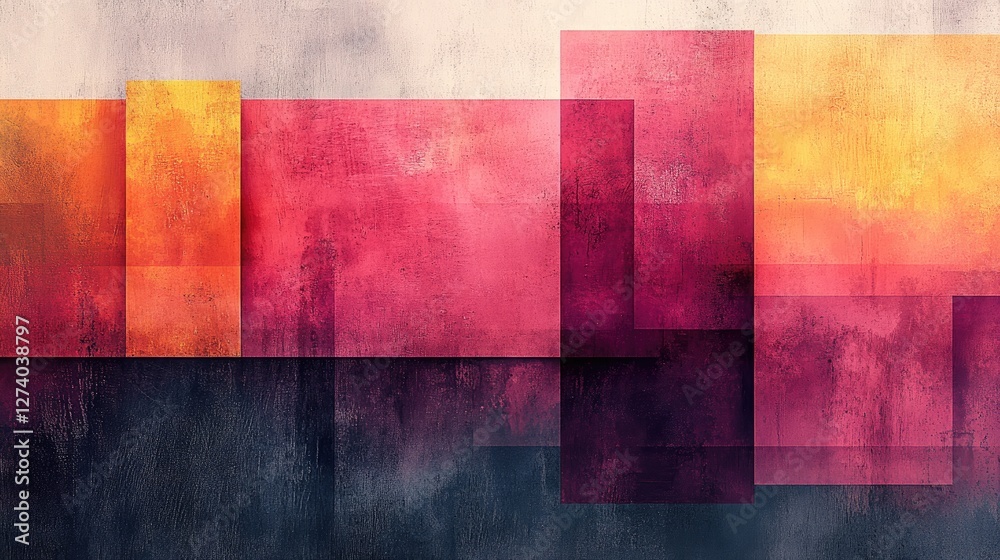 Abstract geometric shapes, colors, textured background. Possible use Graphic design, art, digital art Abstract geometric shapes, colors, textured background. Possible use Graphic design, art, digital art