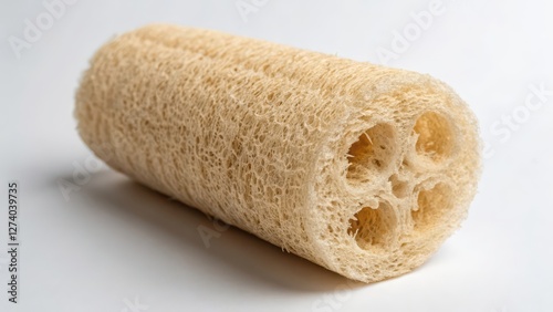Natural Loofah Sponge on White Background