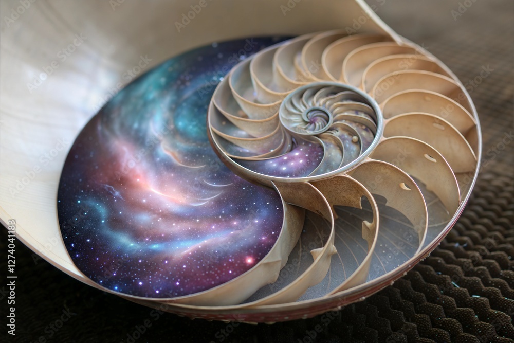 Obraz premium Nautilus Shell and Nebula