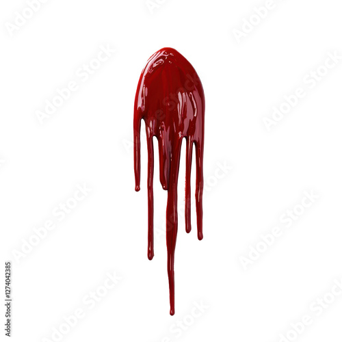 Abstract red paint dripping in a smooth and elegant design. transparent background photo