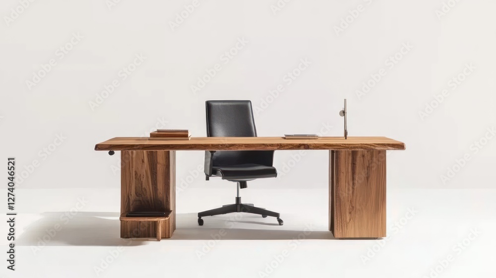 Modern Wooden Desk with Chair in Studio Setting Modern Wooden Desk with Chair in Studio Setting