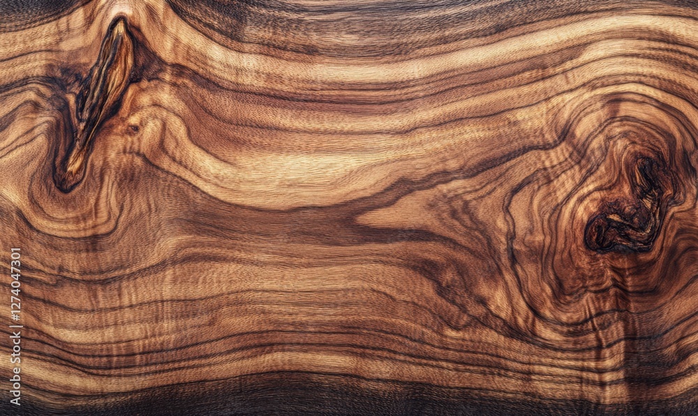 Naklejka premium Close-up view of a beautifully grained wooden surface showcasing intricate patterns and textures