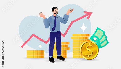 usiness investment concept. Financial Analysis, Career Income Growth, Wealth Management, Marketing Profit Increase, Professional Business. funding rounds, investors financial aid. vector illustration