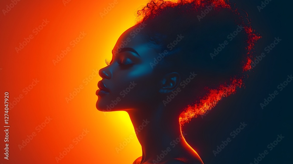Minimalist Glowing Silhouette Portrait with Abstract Background Minimalist Glowing Silhouette Portrait with Abstract Background