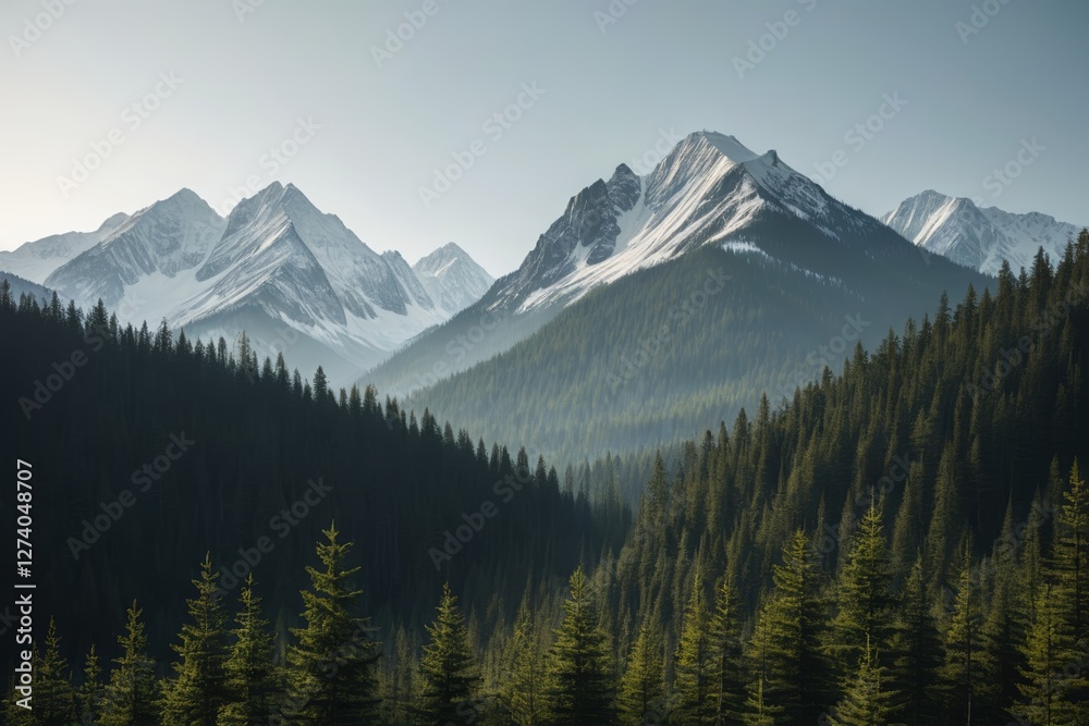 mountains with snow on them and pine trees in the foreground mountains with snow on them and pine trees in the foreground