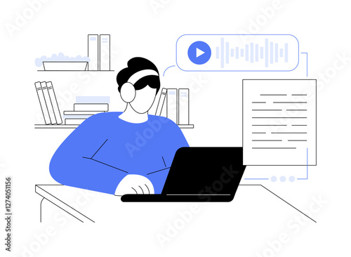 Transcription service isolated cartoon vector illustrations.
