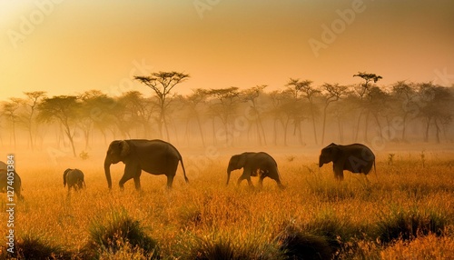 Elephant Herd in Manas National Park Assam, India photo