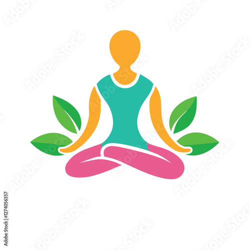 Yoga logo with lotus vector illustration.
