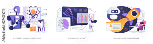 AI Pioneering Science and Exploration abstract concept vector illustrations.