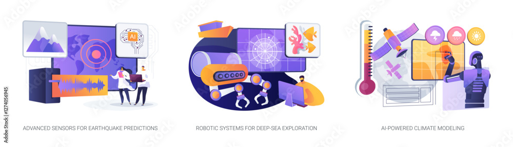 Obraz premium AI Advancing Earth and Climate Research abstract concept vector illustrations.
