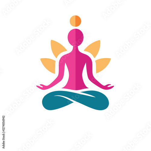 Yoga logo with lotus vector illustration.
