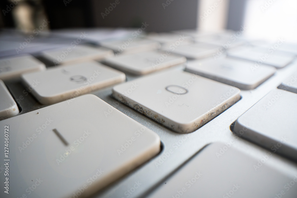dirty computer keyboard - close-up of dirt in a laptop
