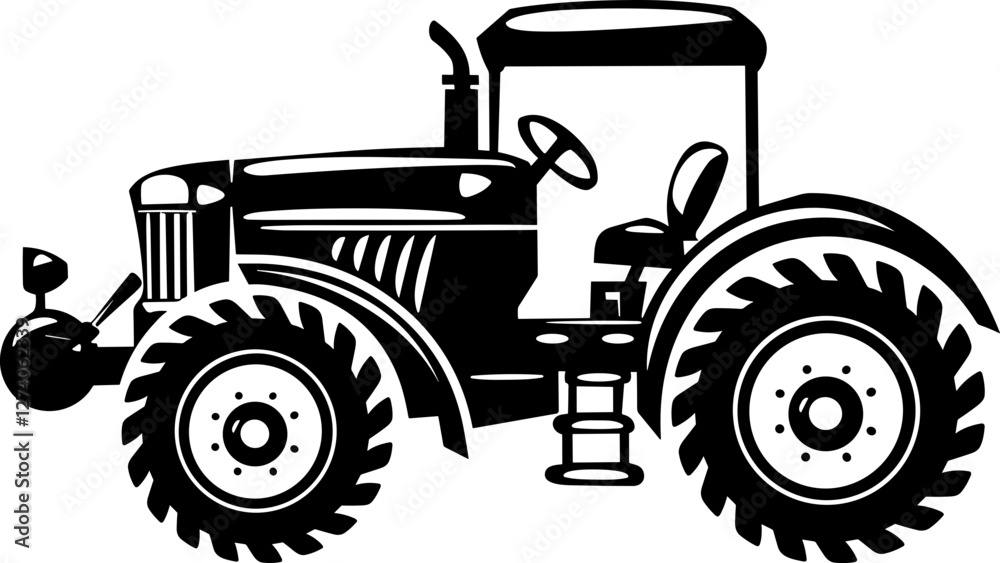 Obraz premium Farm Tractor Silhouette Illustration
