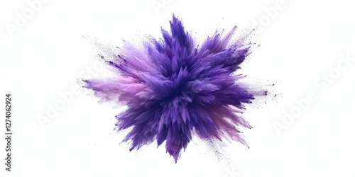 Color blast Purple dust explosion artistic effect with a white background and motion effect for design element