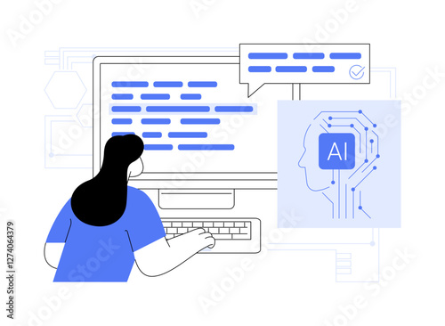 AI-Powered Writing Assistant abstract concept vector illustration.
