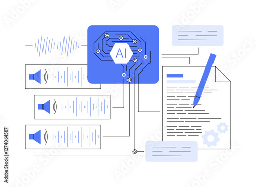 AI-Powered Transcription abstract concept vector illustration.