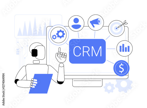 AI-Driven CRM abstract concept vector illustration.
