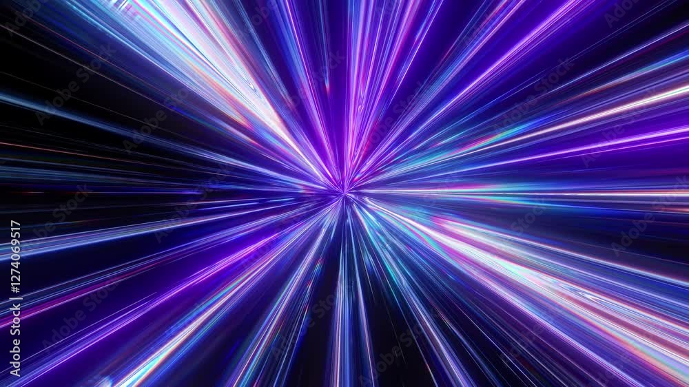High speed traffic of flying neon colorful lines. Sci-fi digital footage electric move of dynamic streaks in dark backdrop. 3d seamless looping animation